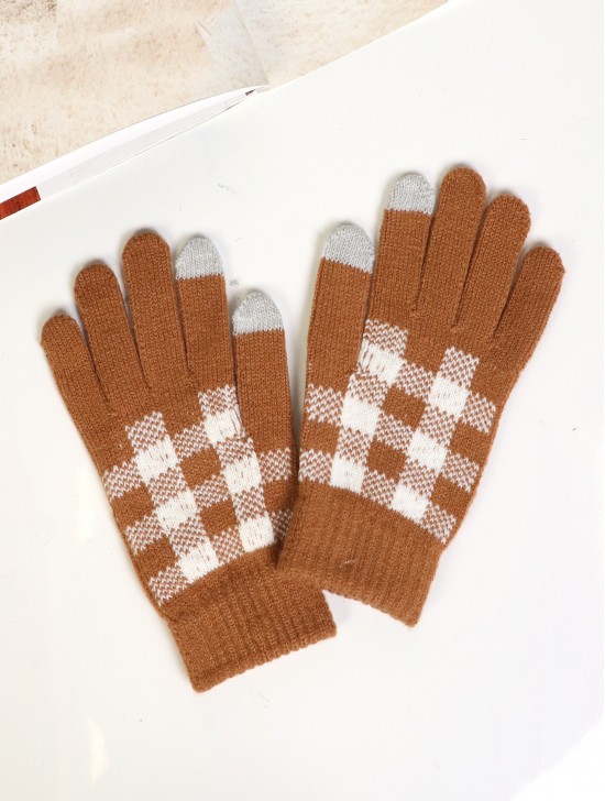 Plaid Fashion Knitted Gloves